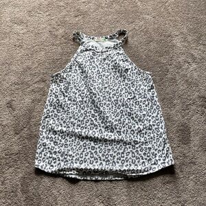 Twenty Second Black Gray Leopard Print Halter Tank Top Sleeveless Casual SIZE L